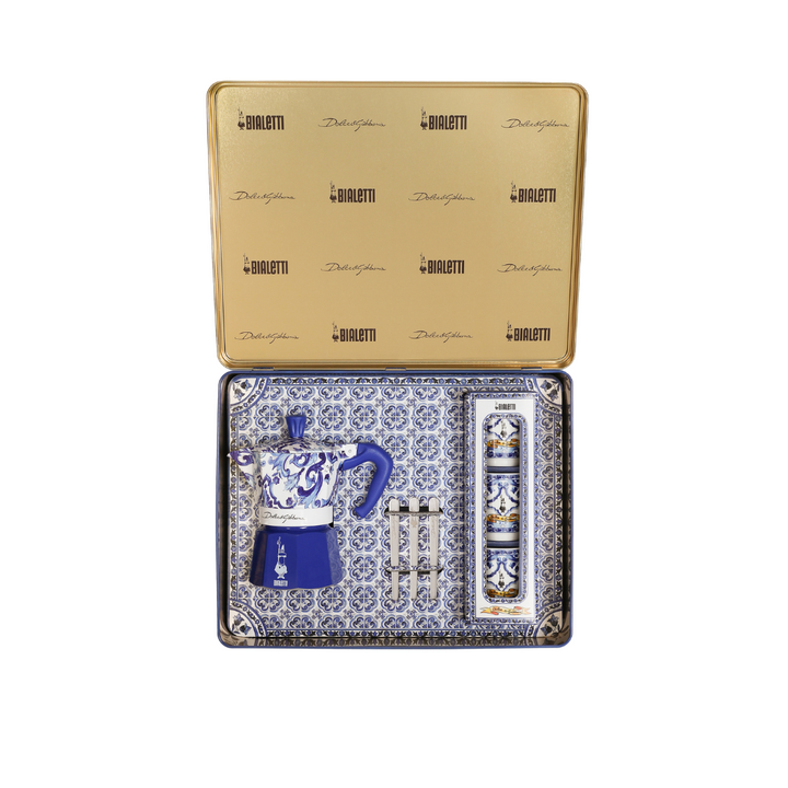 D&G Blue Mediterranean Gift Set (3 cup Moka and Stirrer set)